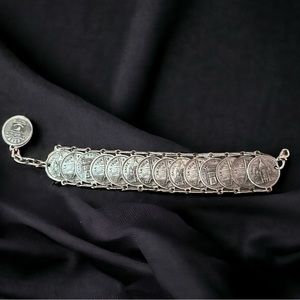 Vintage LA Tour Paris silver coin bracelet